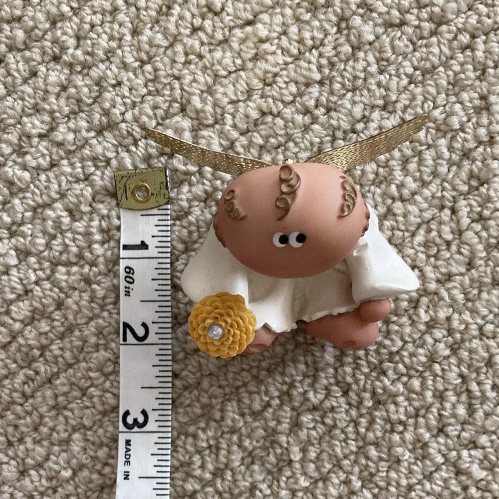 October Angel Figurine with Gold Wings Collectible Month Libra Cream Yellow